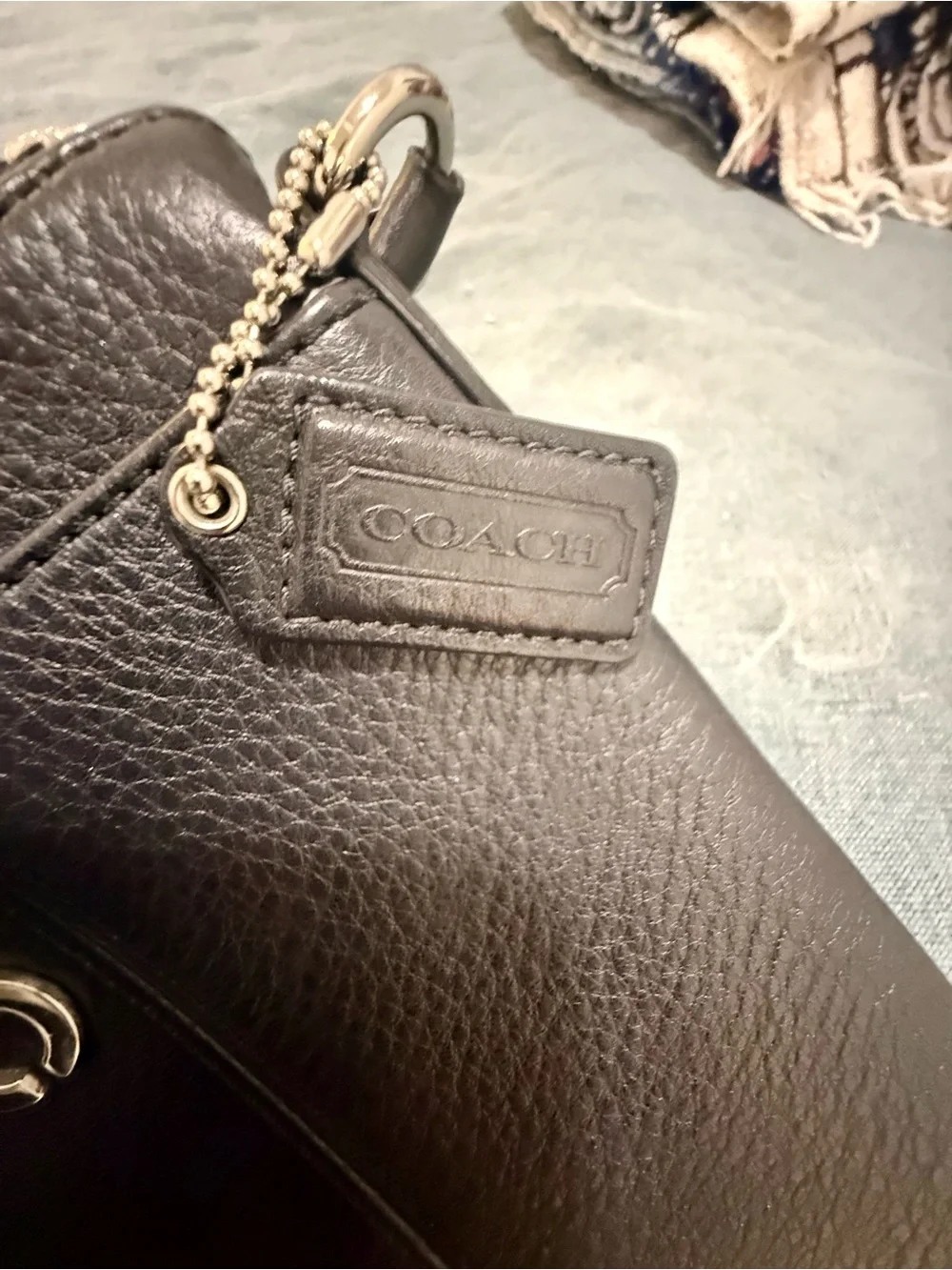 Coach Black Pebbled Leather Crossbody with Silver Logo Hardware